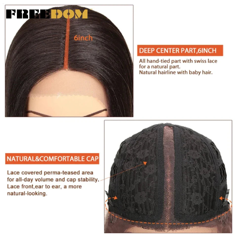 FREEDOM Synthetic Lace Wig Long Deep Wavy Ombre