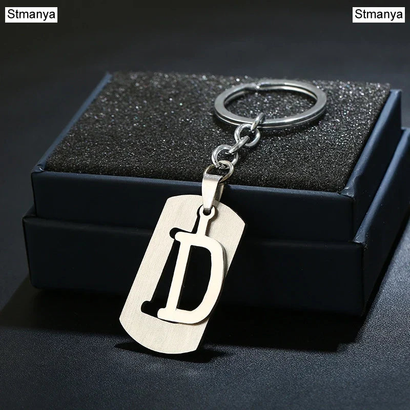 NEW DIY Stainless Steel AZ Letters key Chain