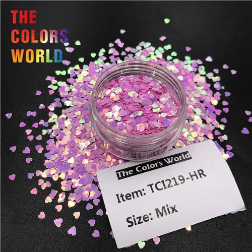 TCT-065 Heart Shape Mix Size Nail Glitter Corazón Nail Art Decoration Nail DIY Decoration Valentine's Day Decoration Body Art