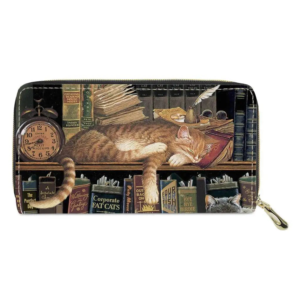 HYCOOL Popular Women Money Bag Luxury Purse Organizer Customized Cute Small Wallet Women Art Cat Print Fashion Wallet Woman