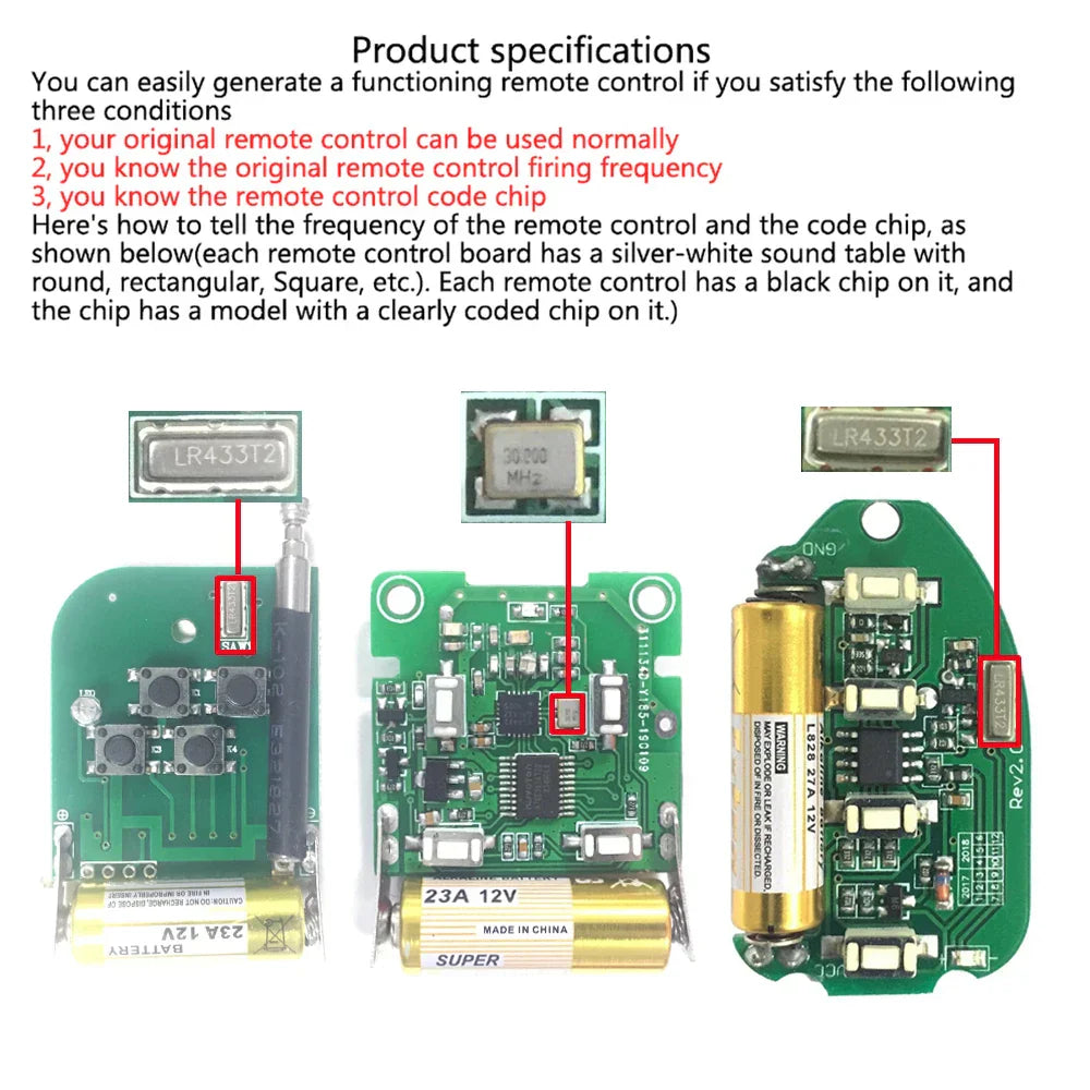 10PCS 433MHz Smart Copy Wireless RF Remote Control