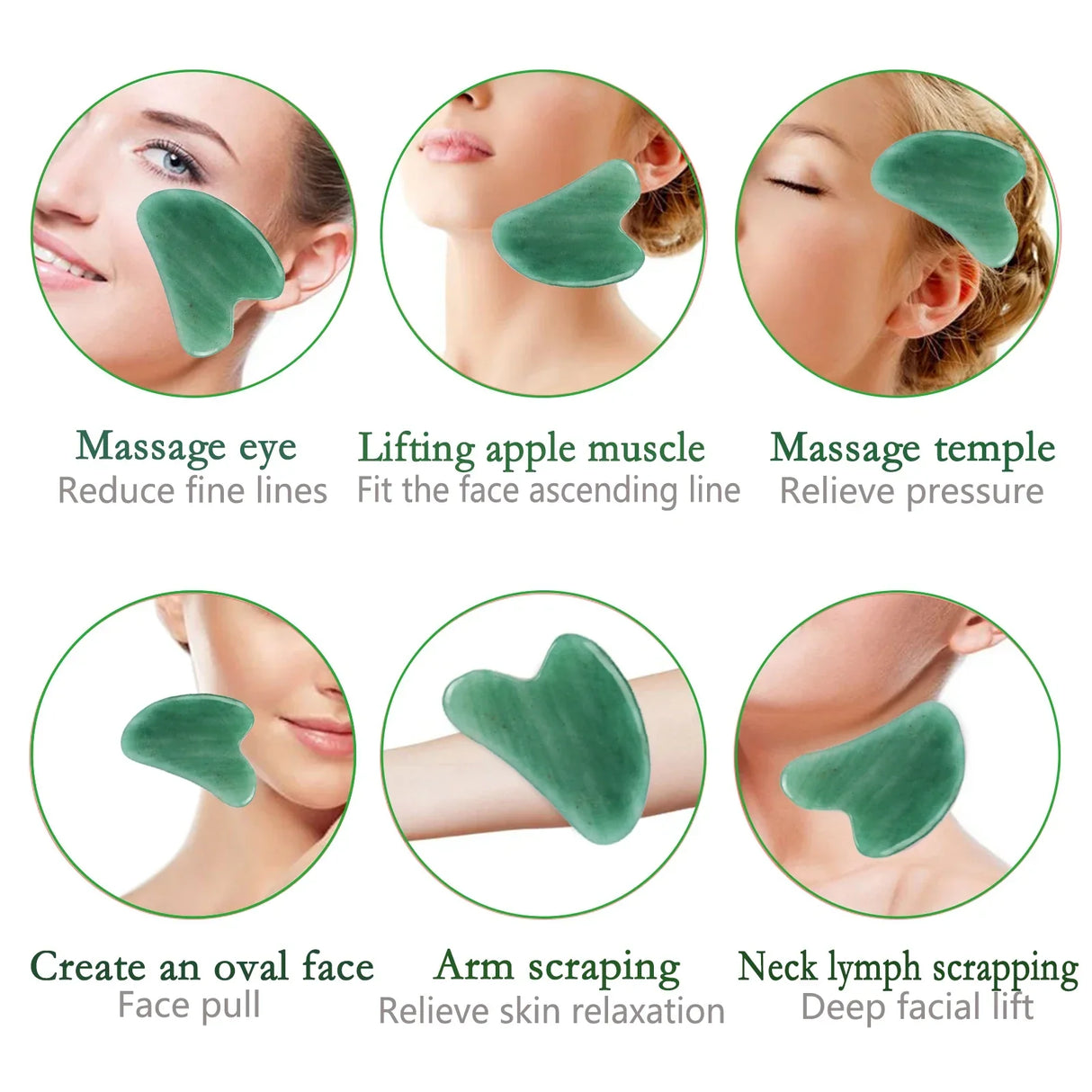 Natural Green Jade Roller Gua Sha Set Facial