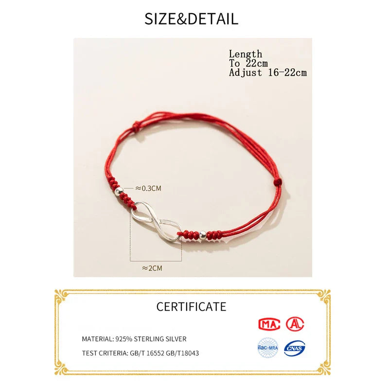 La Monada 925 Silver Eight Infinite Red Rope