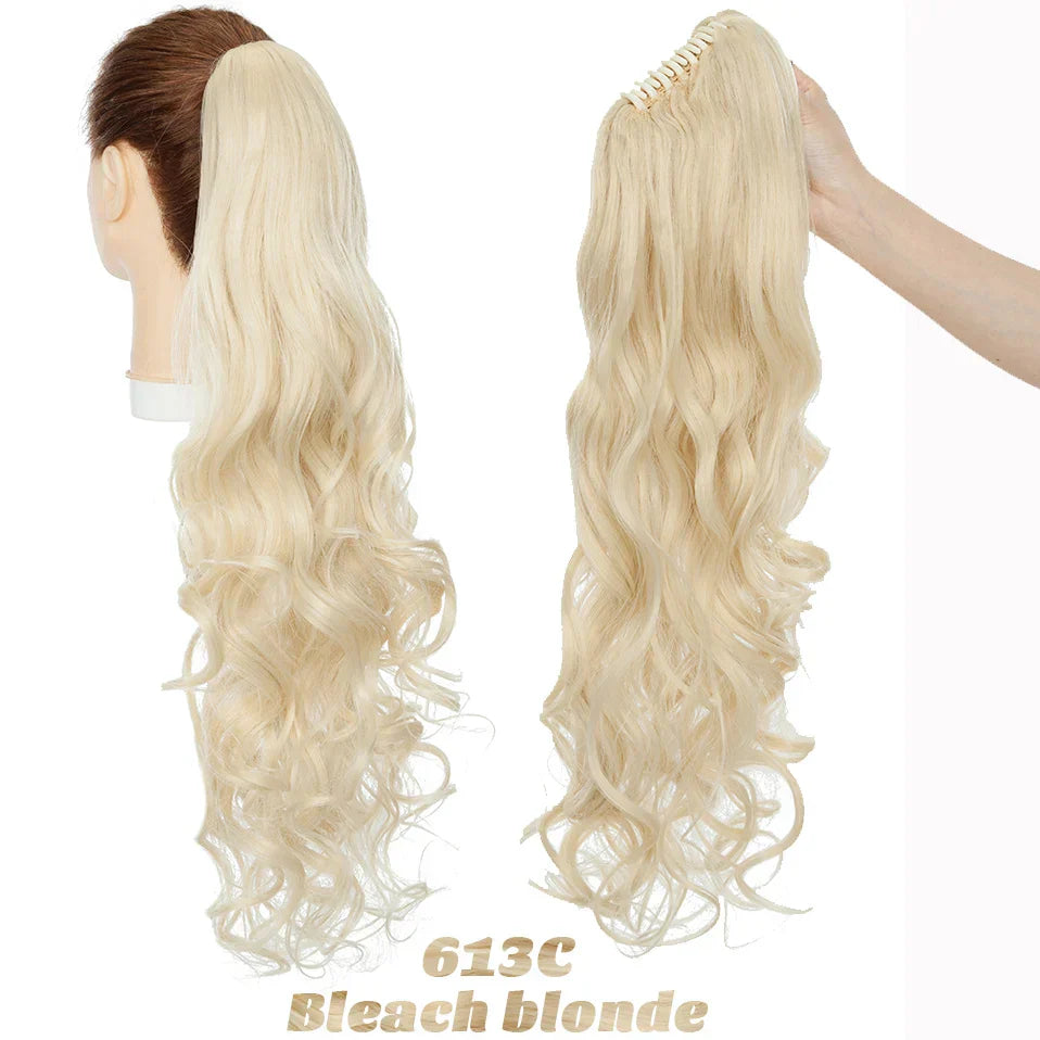 Benehair Synthetic 24inch Long Wavy Claw On Ponytail