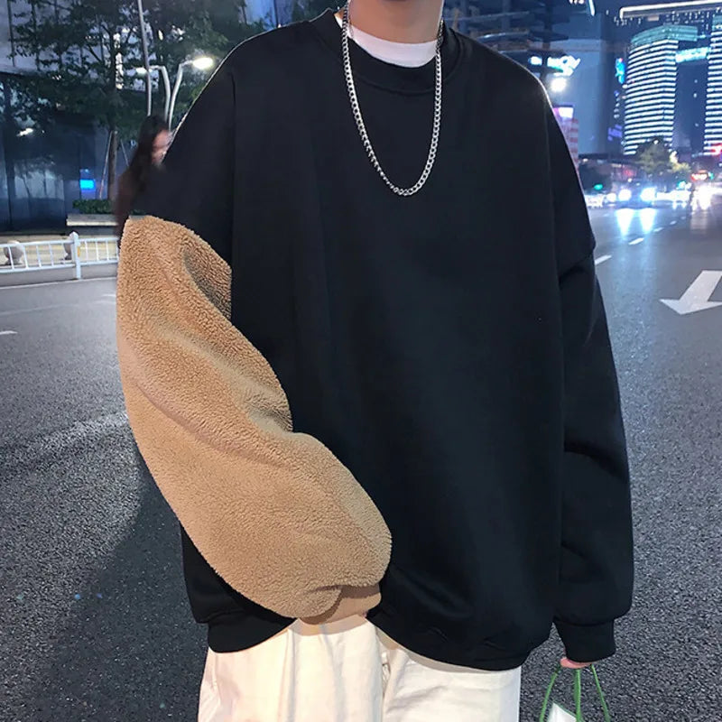 2024 Spring Harajuku Men Round Neck Sweatshirt Flocking