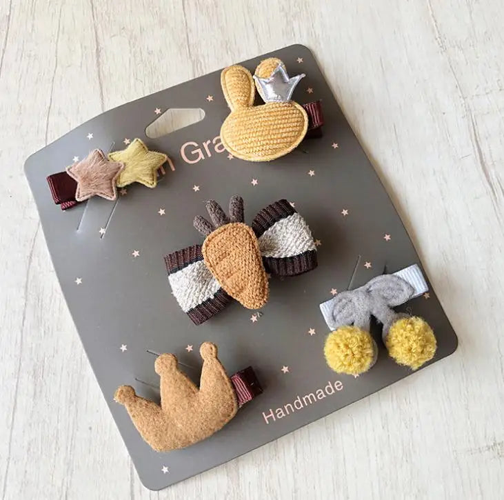 New cute bear girls hair bows 5pcs children