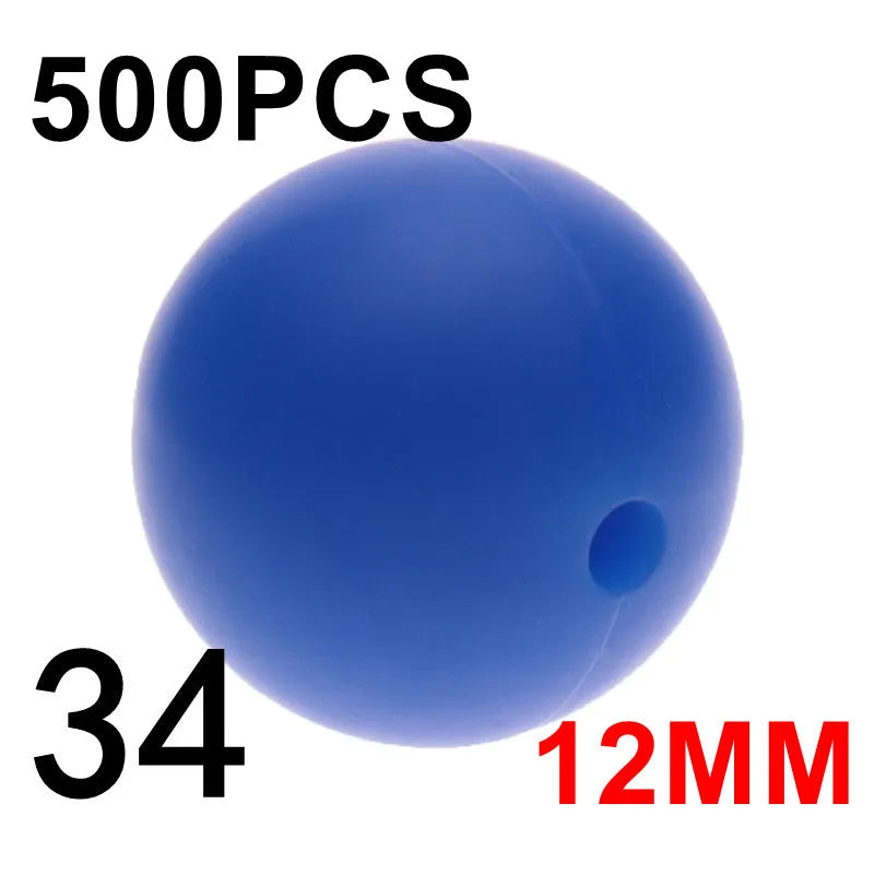 Fkisbox 500pcs 12mm Silicone Round Loose Beads Baby