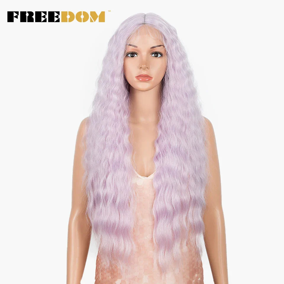 FREEDOM Synthetic Lace Wig Long Deep Wavy Ombre