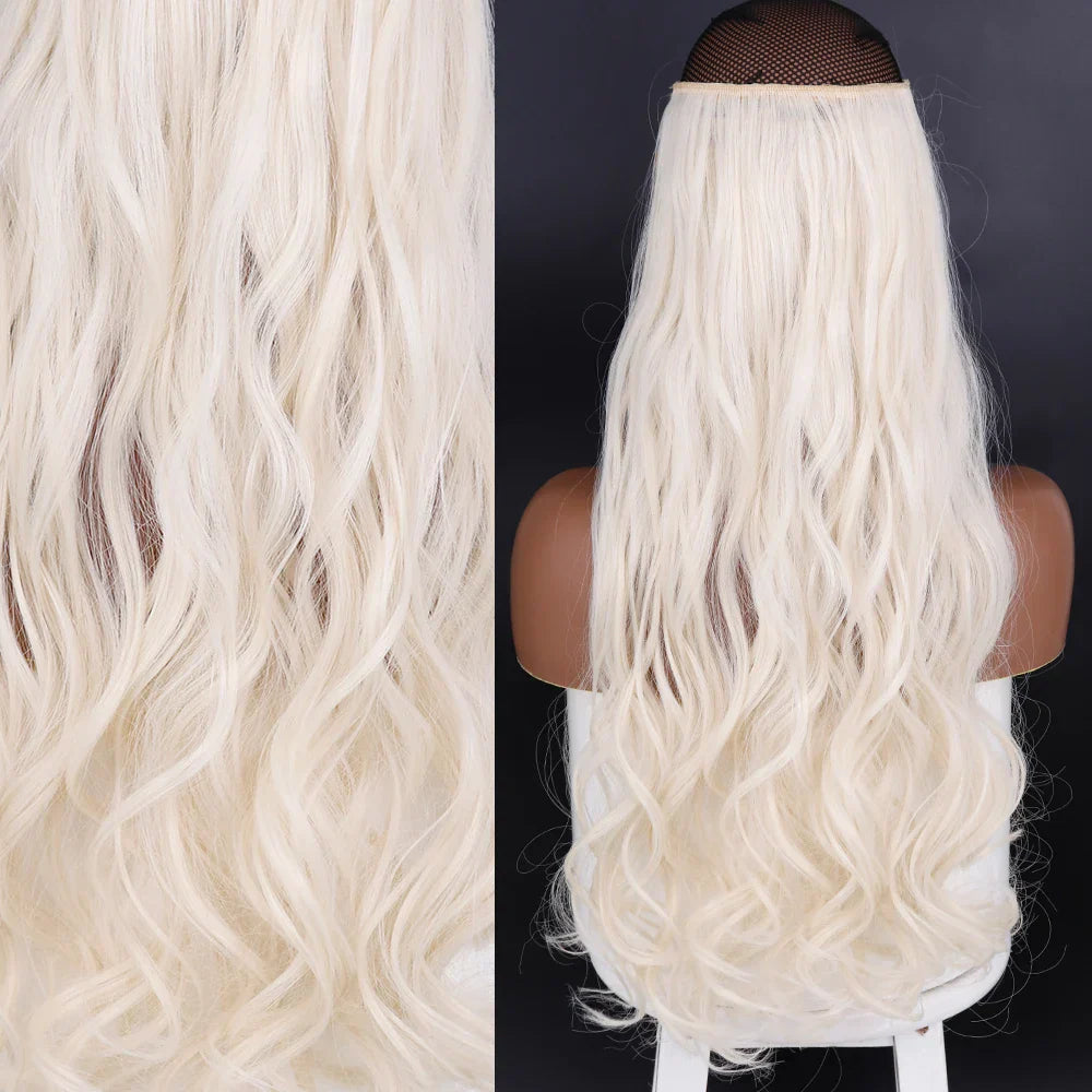 MERISIHAIR Synthetic No Clip Invisible Wire Hair Extensions