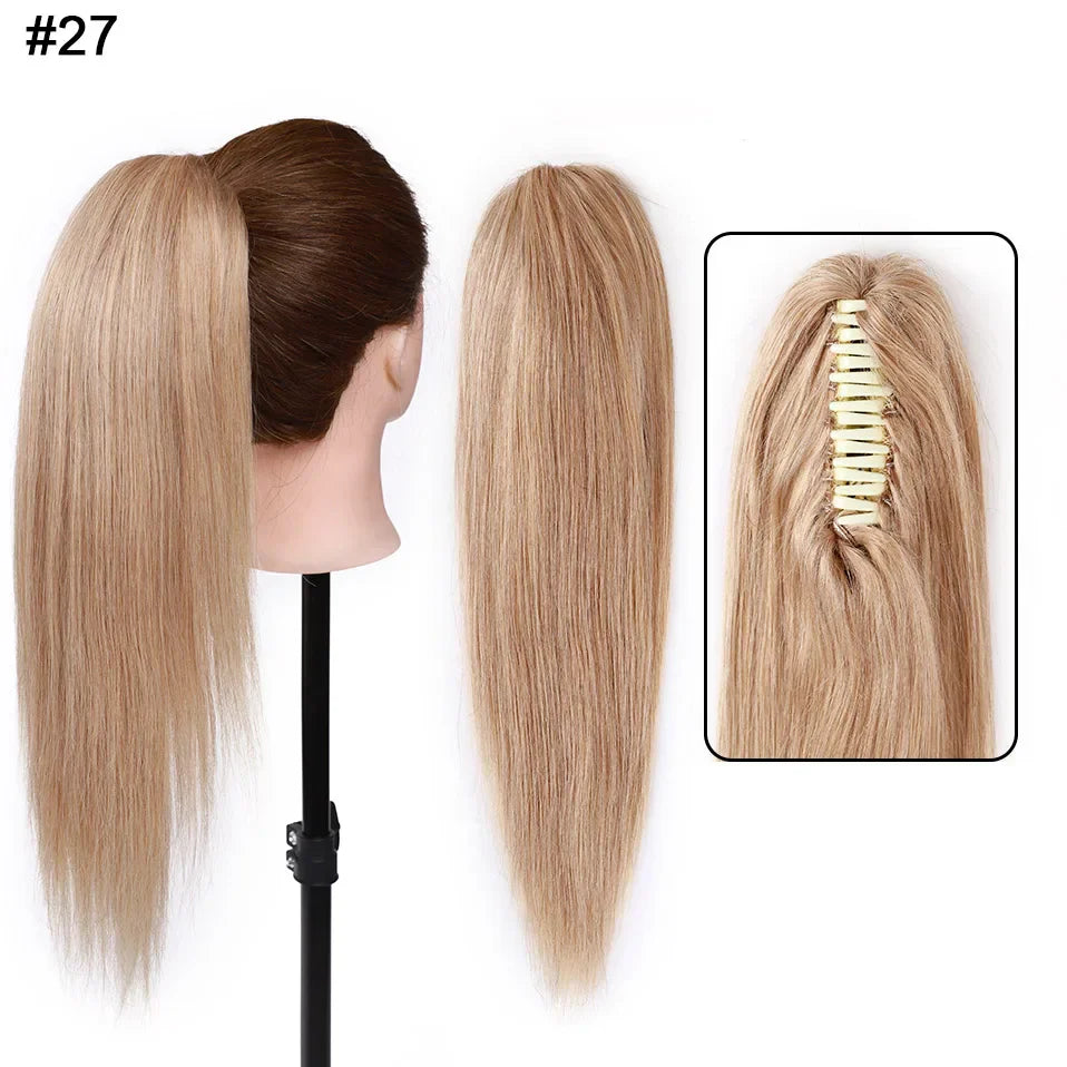S-noilite Ponytail Human Hair 14-22Inches Claw Clip in