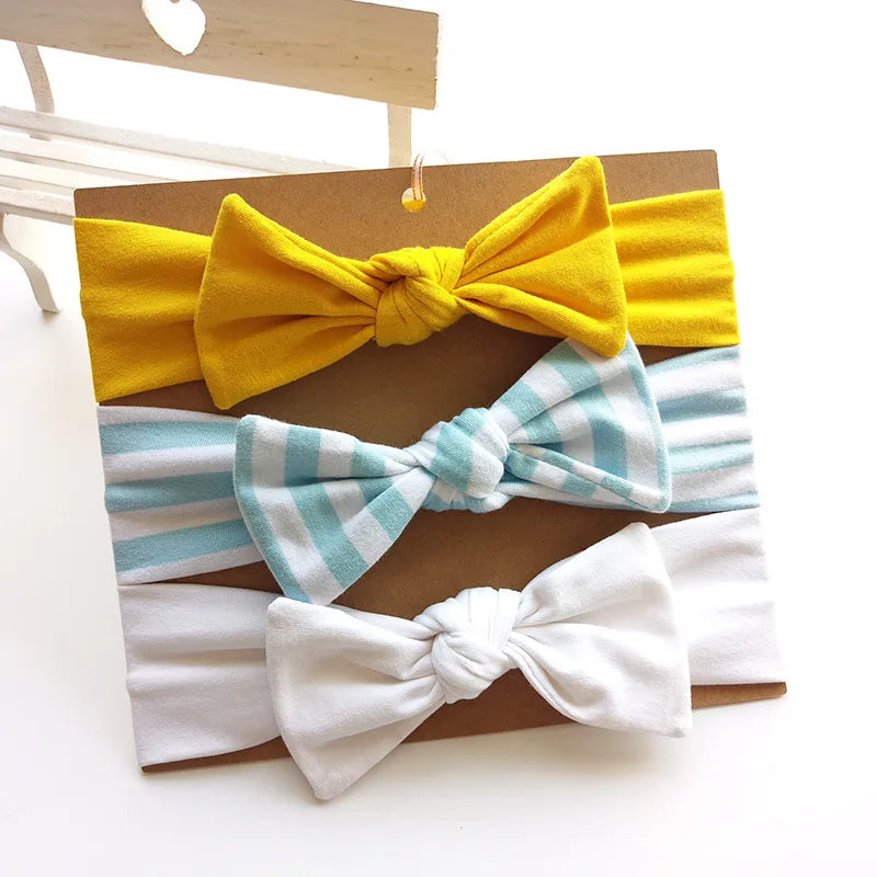 3pcs/lot Solid Nylon baby headband Bow Headbands For