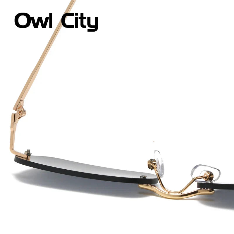 Small Rectangle Rimless Sunglasses Women Square Vintage Sun