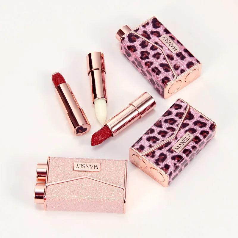 2Pcs Velvet Bag Style Silky Matte Lipstick Makeup