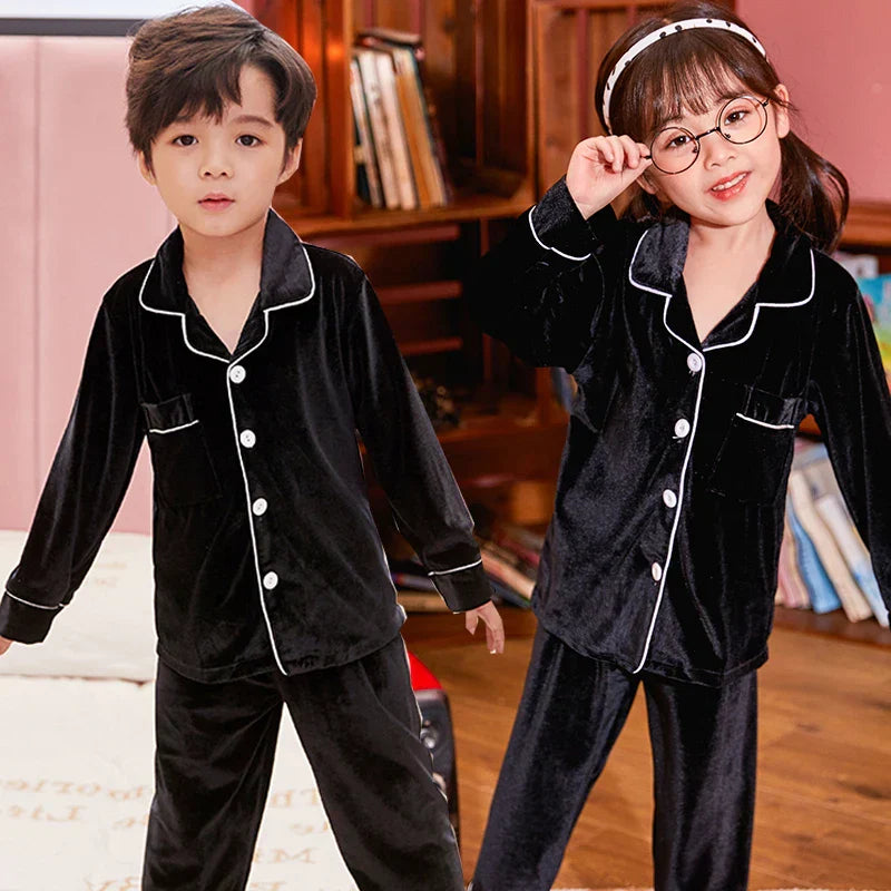 Autumn Winter Children Velour Pajamas Set Teen Warm