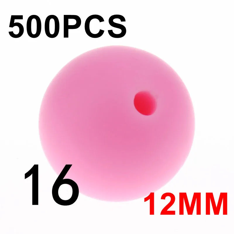 Fkisbox 500pcs 12mm Silicone Round Loose Beads Baby