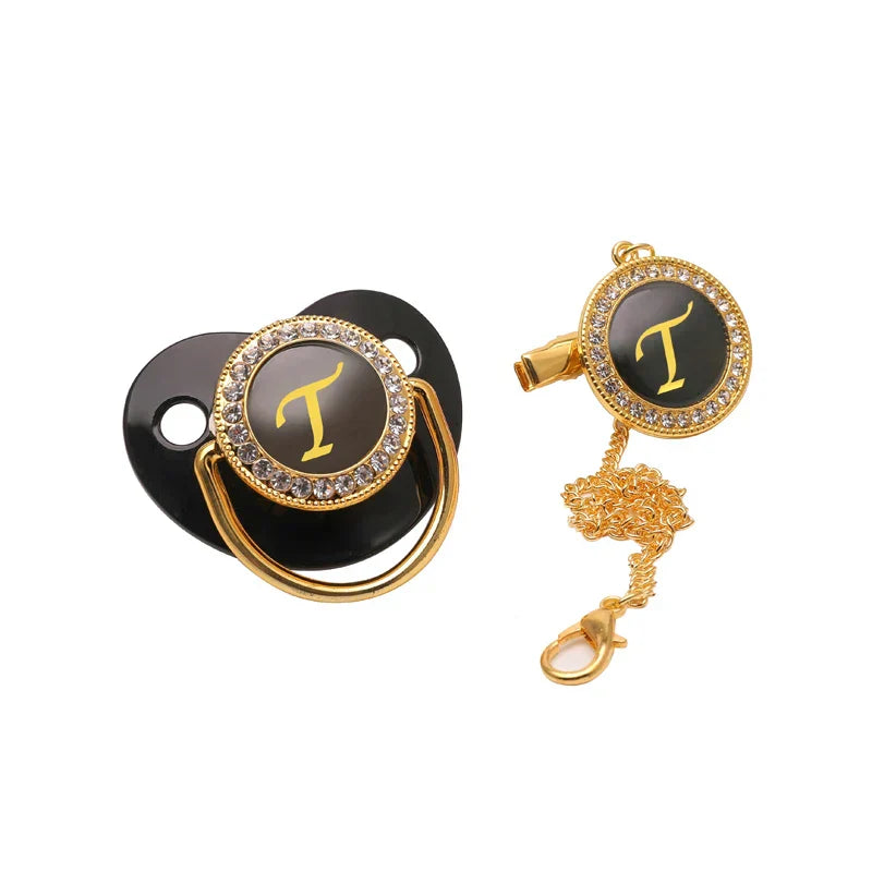 Black Gold Luxury Pacifier for Babies A-Z Name