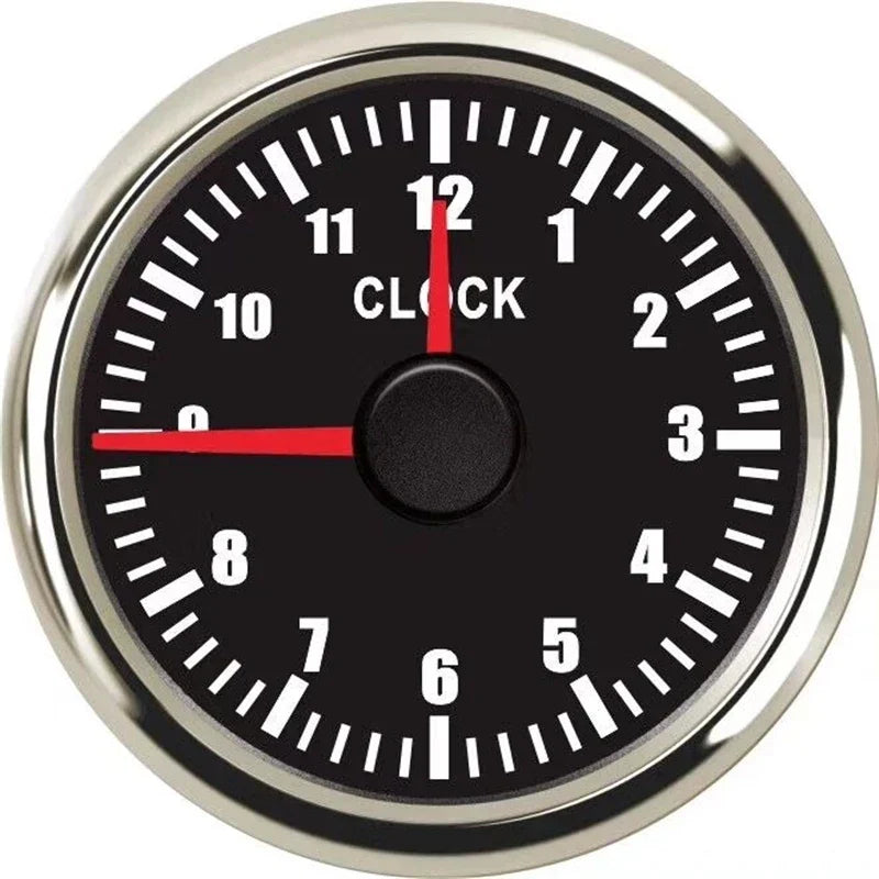 52mm Waterproof 12H Clock Gauge for Car/Boat 12V/24V