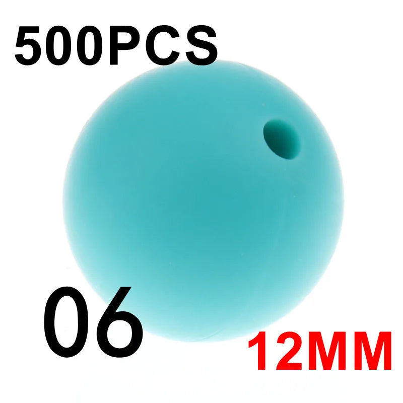 Fkisbox 500pcs 12mm Silicone Round Loose Beads Baby
