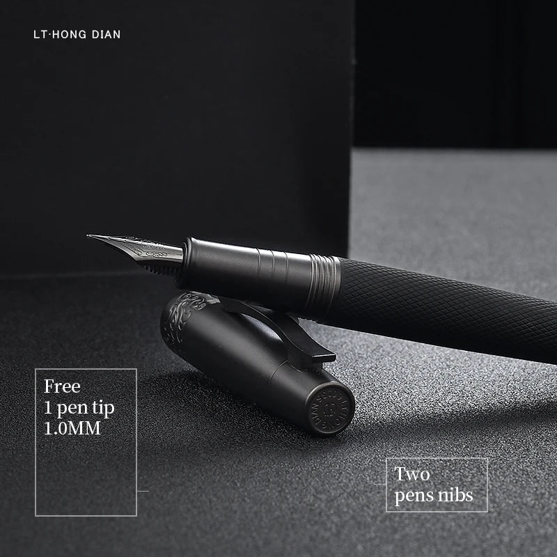 LT Hongdian 6013 Black Metal Fountain Pen Titanium