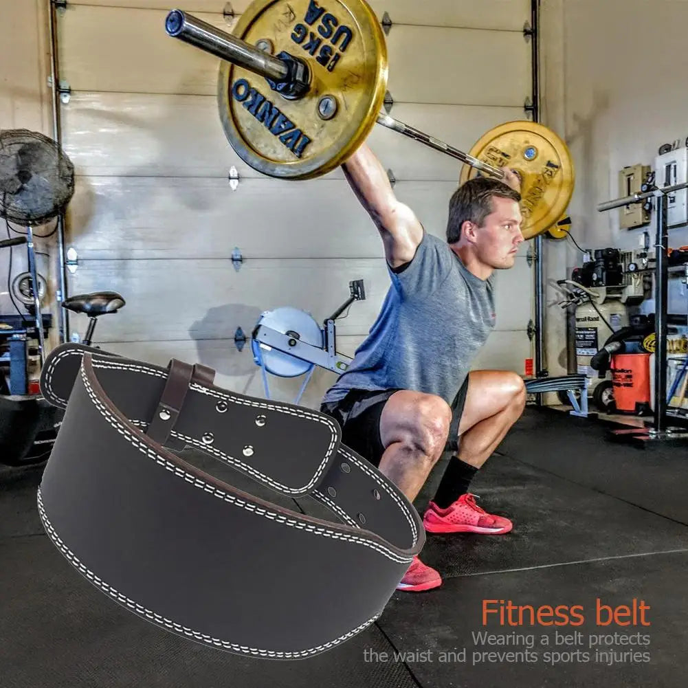 Leather Weightlifting Belt Gym Fitness Crossifit Dumbbell Barbell