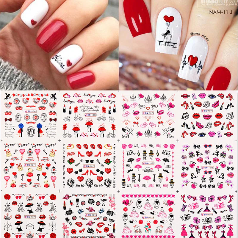 12 Designs Nail Stickers Set Mixed Floral Geometric