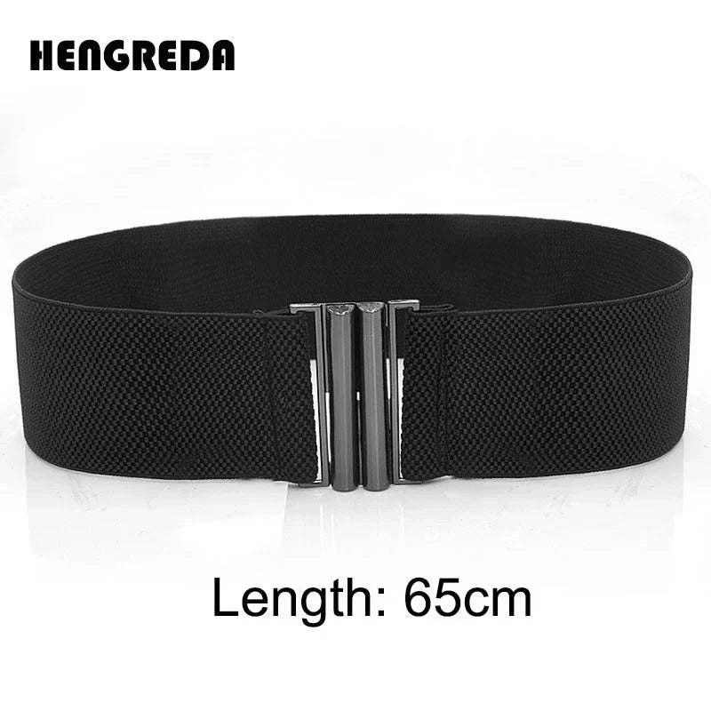 Wide Elastic Waist Belt Black Women Stretch Waistband