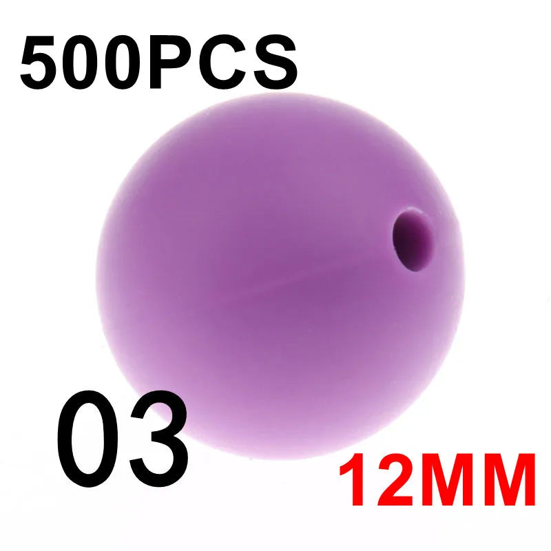 Fkisbox 500pcs 12mm Silicone Round Loose Beads Baby