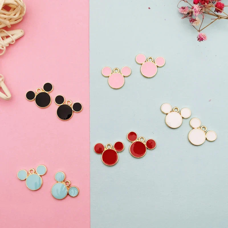 20pcs Drop Oil Mickey Head Shaped Enamel Charms