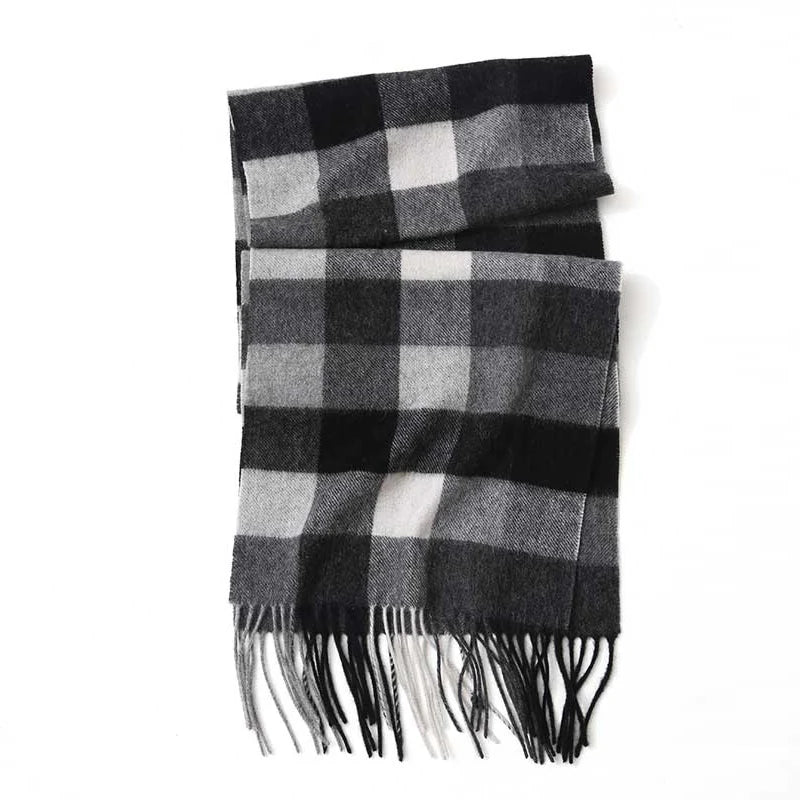Cashmere Scarf Men Winter Strip Solid Plaid Wool