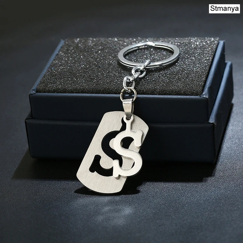 NEW DIY Stainless Steel AZ Letters key Chain