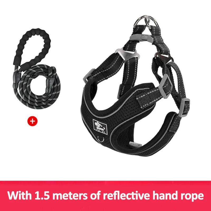 Reflective Vest Harness Leash Adjustable Mesh Vest Dog