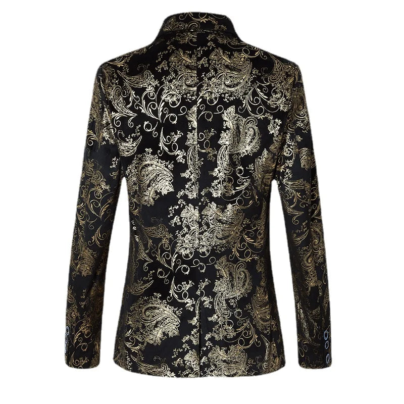New Brand clothing Gold Susiness Blazer Trend Male
