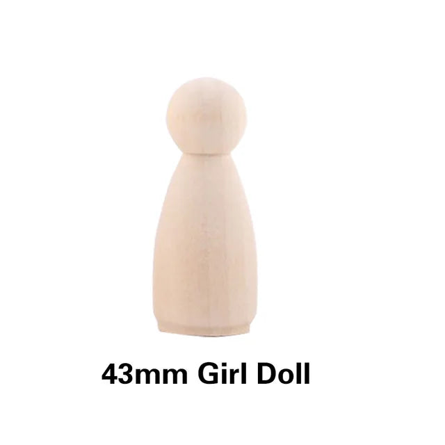 Wooden Doll Peg Baby Teether DIY Color Painting