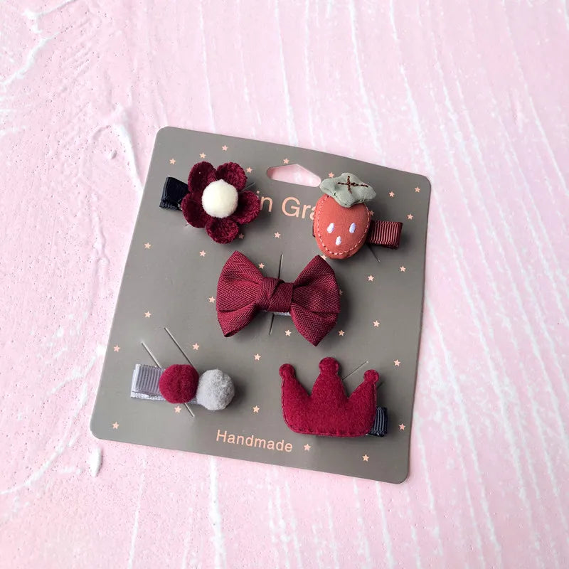 New cute bear girls hair bows 5pcs children