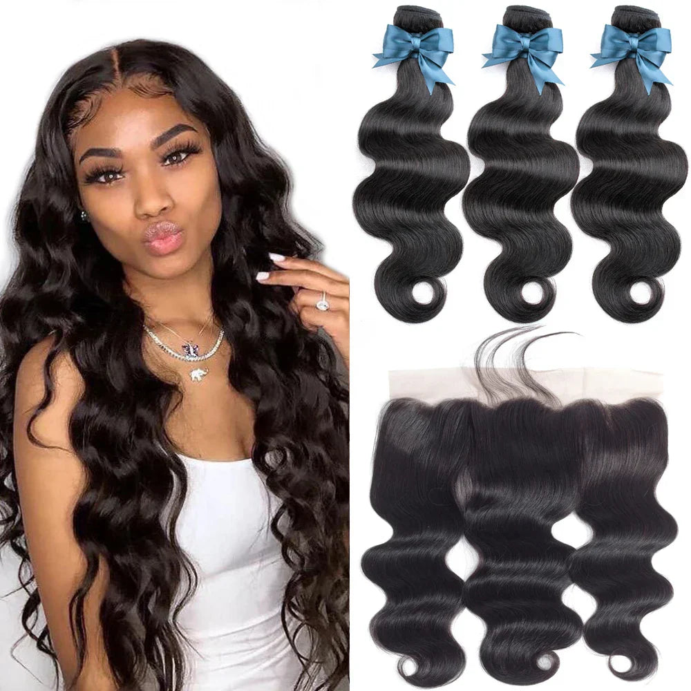 Brazilian Hair Weave Bundles With Frontal 13x4 HD