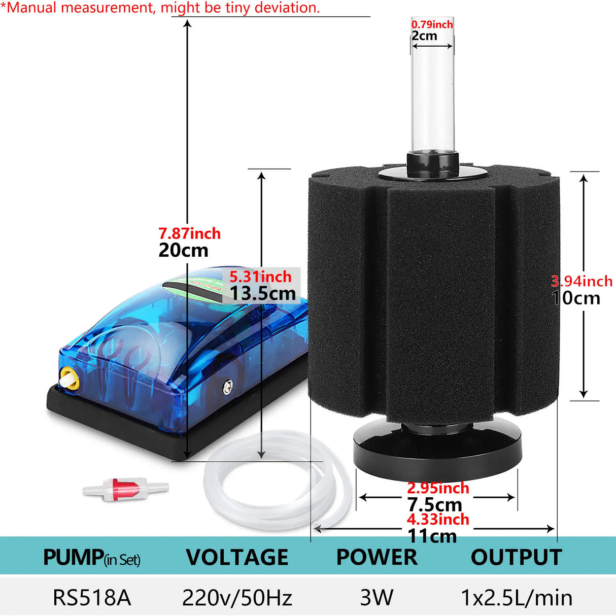 220V Aquarium Bio Sponge Filter Kit Fish Tank