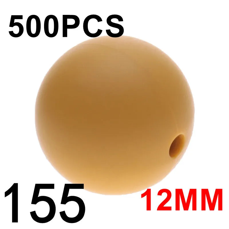 Fkisbox 500pcs 12mm Silicone Round Loose Beads Baby