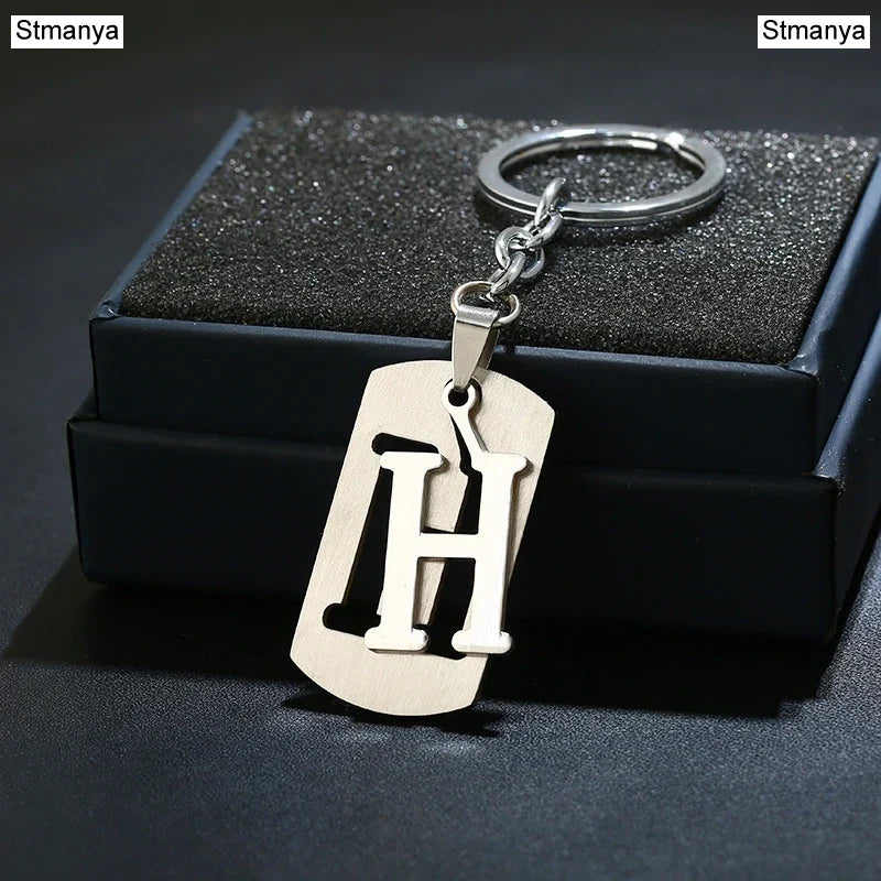 NEW DIY Stainless Steel AZ Letters key Chain