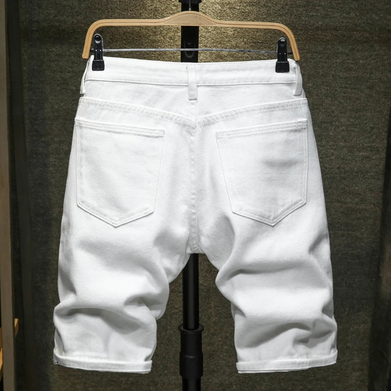New Summer White black Men Ripped Hole Denim