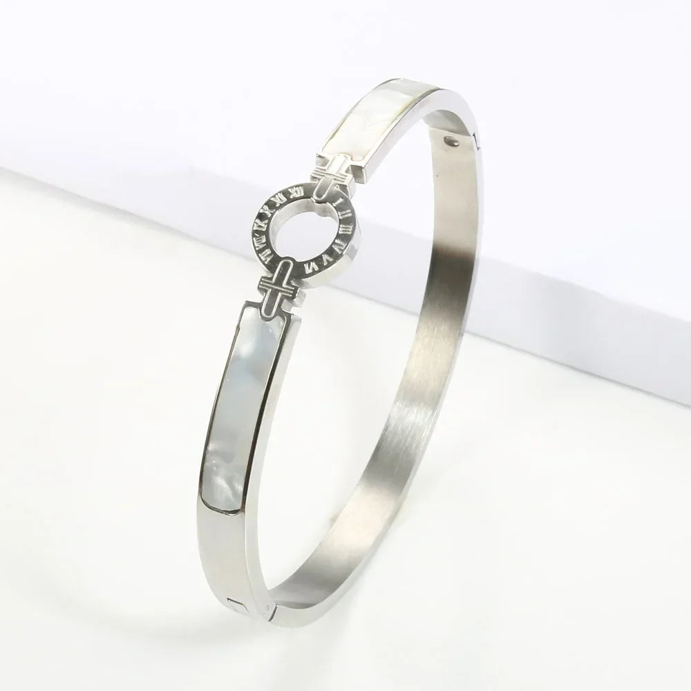 New Fashion White Shell Roman Numeral Bangles