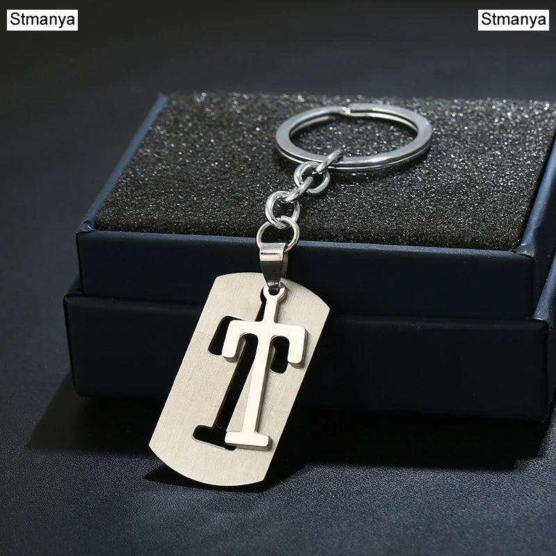 NEW DIY Stainless Steel AZ Letters key Chain
