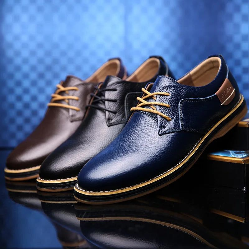 New Men Oxford Genuine Leather Dress Shoes Flats