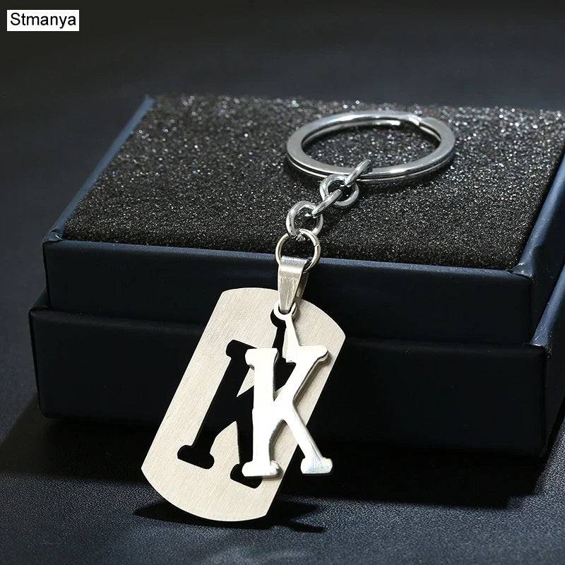 NEW DIY Stainless Steel AZ Letters key Chain