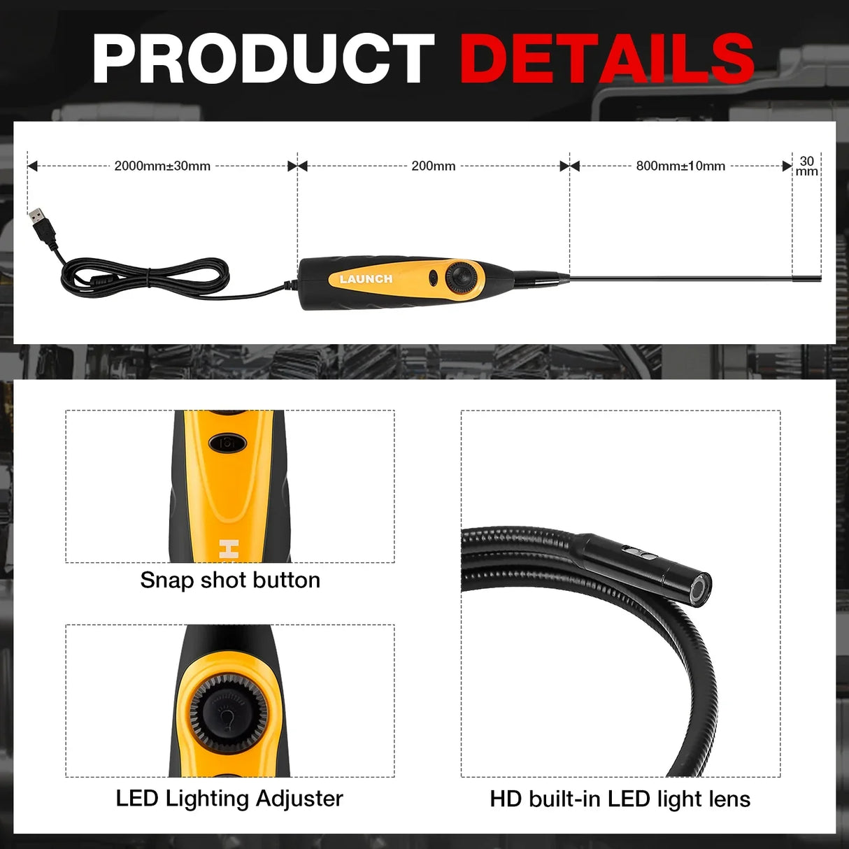 Launch VSP-600 Borescope Inspection Camera IP67 Waterproof VSP600