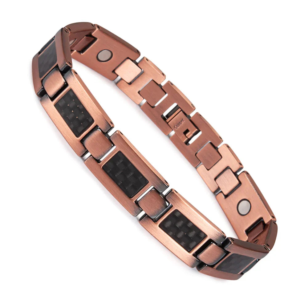 Magnetic Copper Bracelet Men's Black Carbon Fibre Health