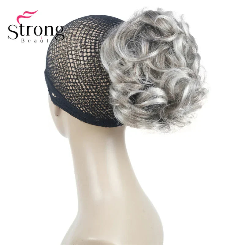 StrongBeauty Silver Short Natural Wave Ponytail Hair Extension