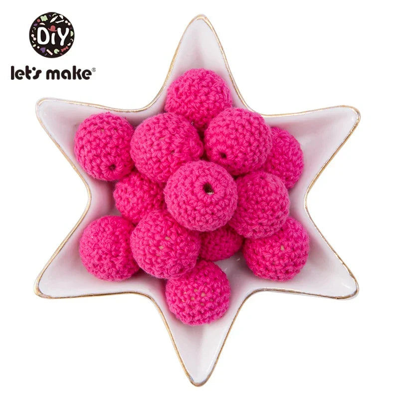 Let's Make 100Pcs Crochet Beaded Wood Teether 16mm