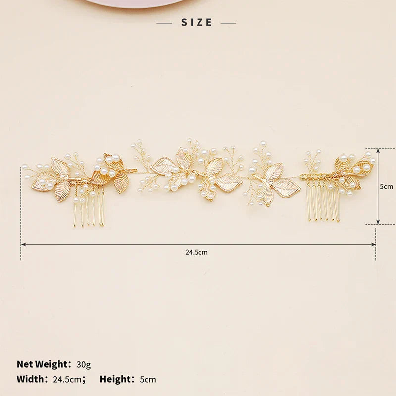 QYY Newest Gold Color Leaves Wedding Hair Comb