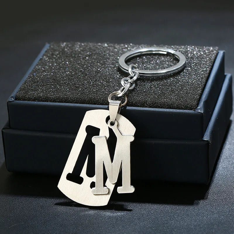 NEW DIY Stainless Steel AZ Letters key Chain