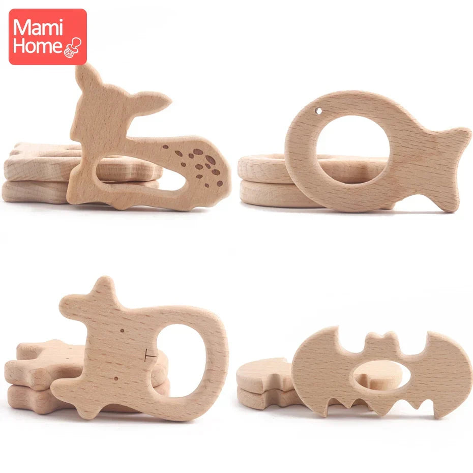 20pc Baby Wooden Teether Animal Beech Pacifier Pendant